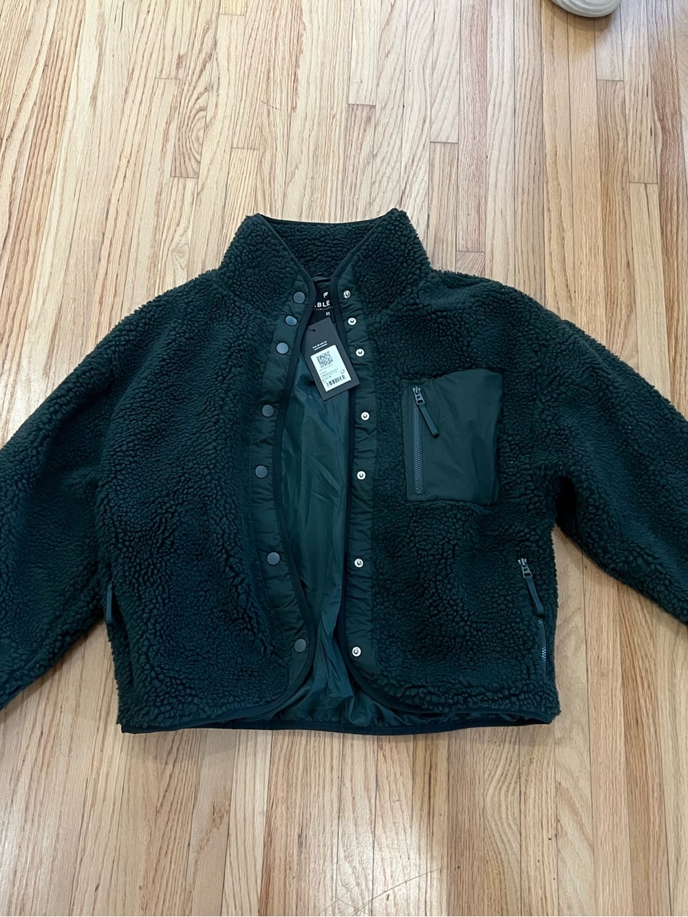 Fabletics Black Sherpa Snap-Front Jacket